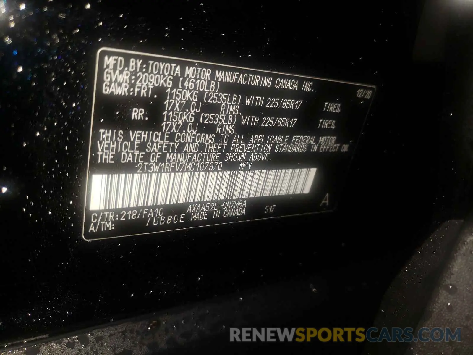 10 Photograph of a damaged car 2T3W1RFV7MC107970 TOYOTA RAV4 2021