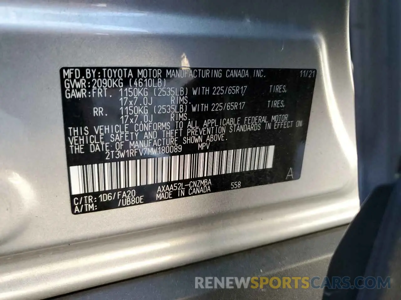 13 Фотография поврежденного автомобиля 2T3W1RFV7MW180089 TOYOTA RAV4 2021