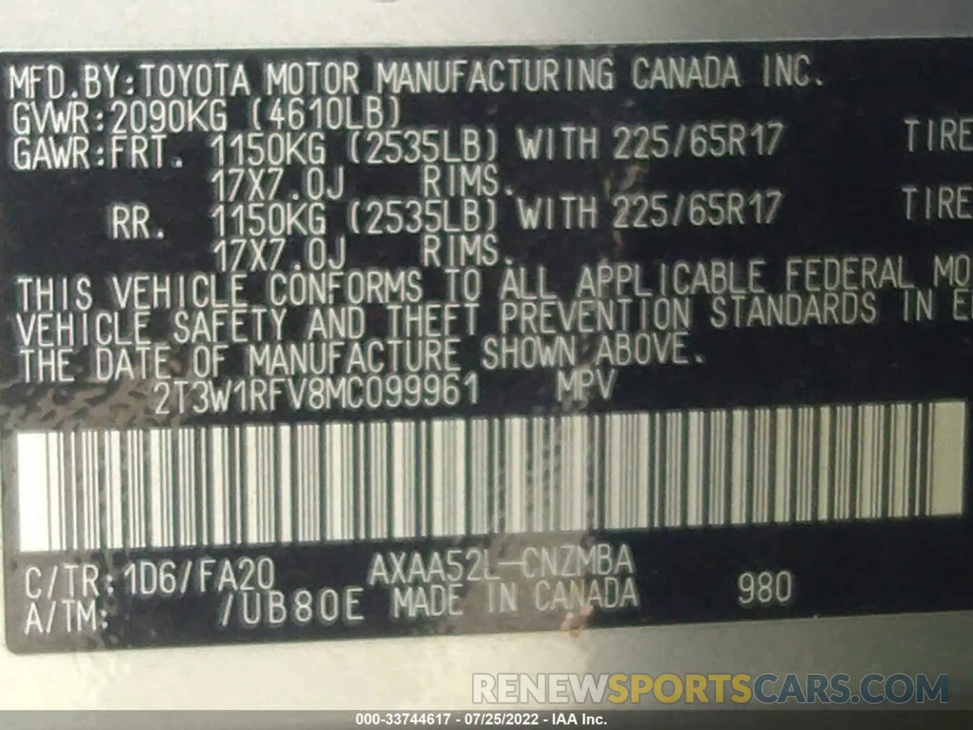 9 Фотография поврежденного автомобиля 2T3W1RFV8MC099961 TOYOTA RAV4 2021