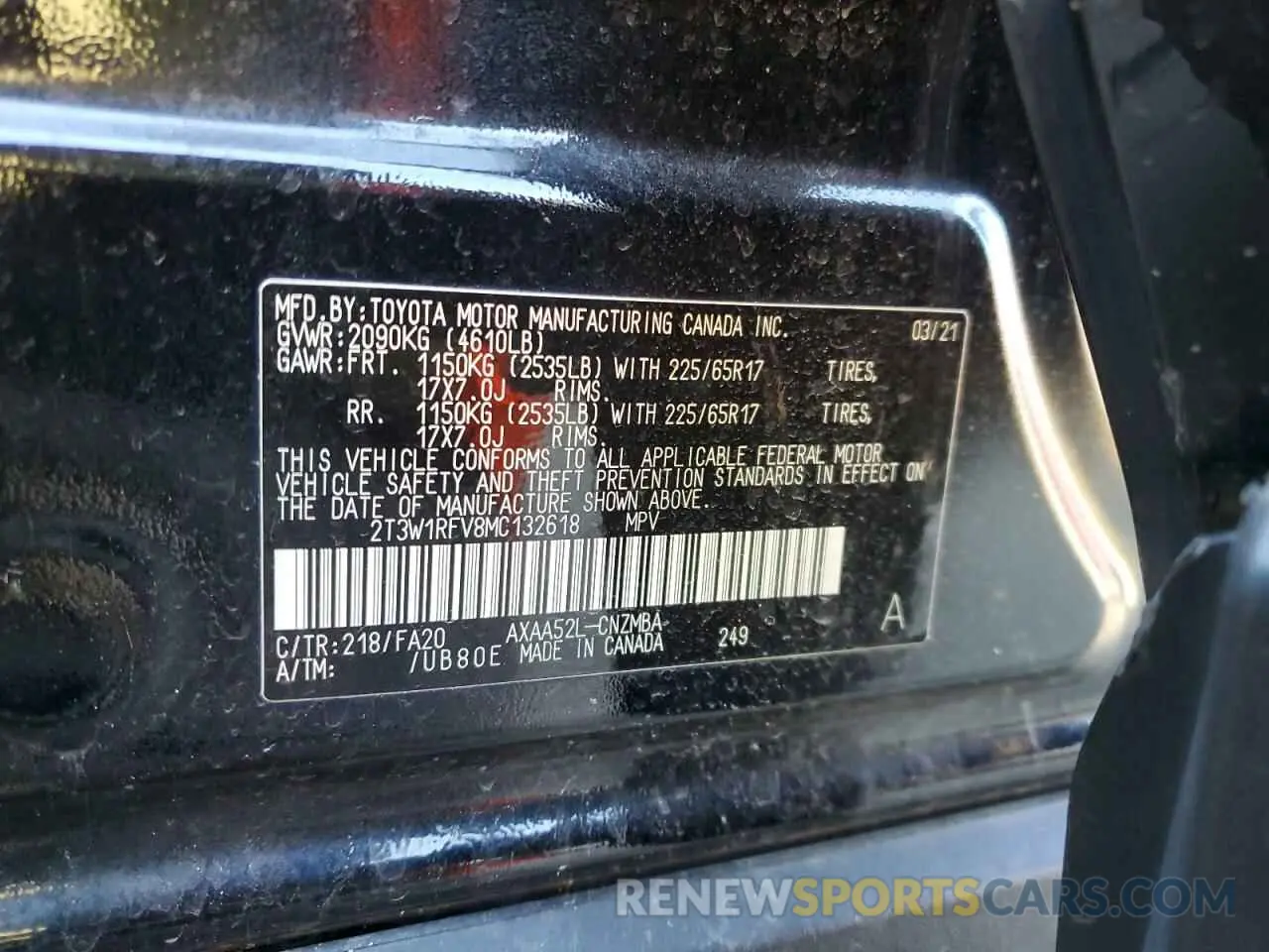 15 Photograph of a damaged car 2T3W1RFV8MC132618 TOYOTA RAV4 2021