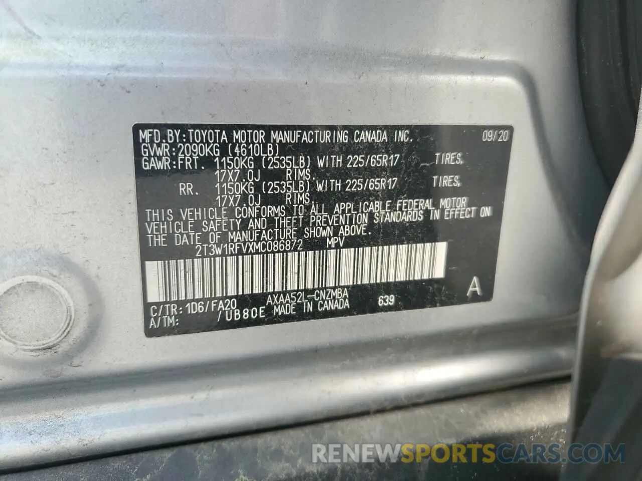 13 Фотография поврежденного автомобиля 2T3W1RFVXMC086872 TOYOTA RAV4 2021