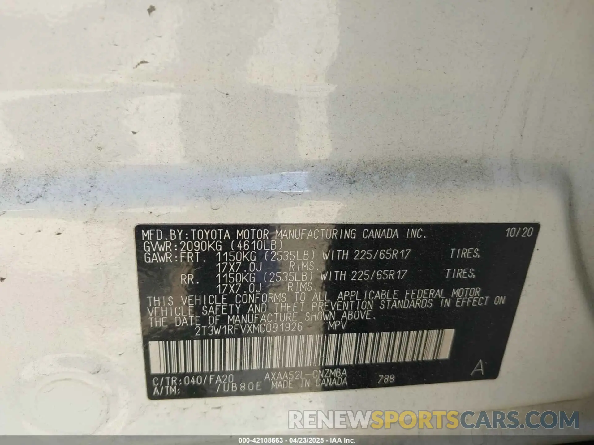9 Photograph of a damaged car 2T3W1RFVXMC091926 TOYOTA RAV4 2021