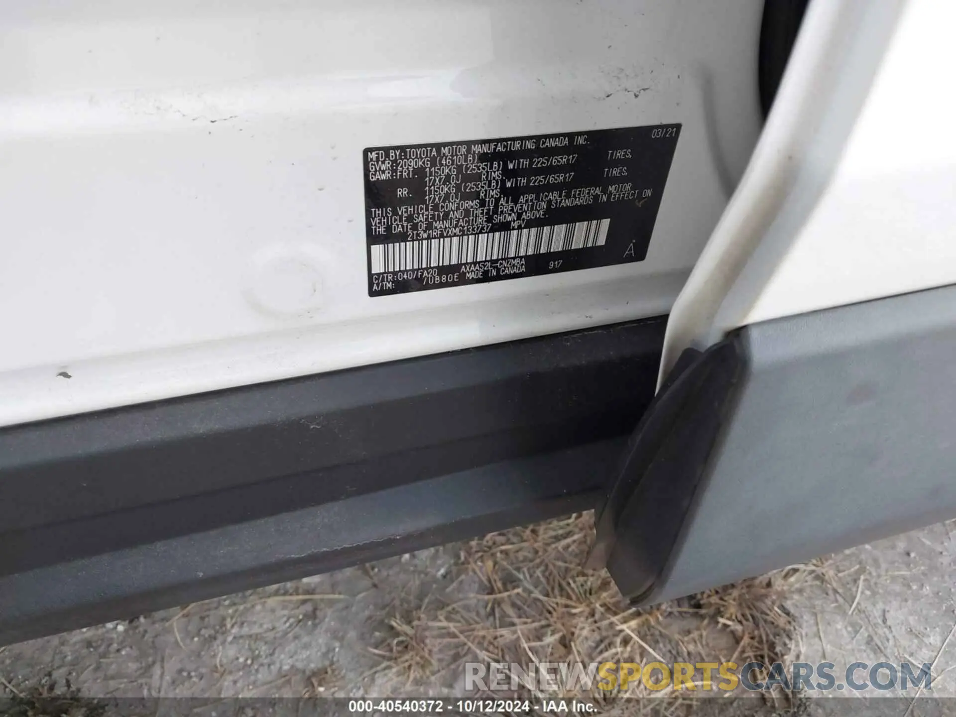9 Фотография поврежденного автомобиля 2T3W1RFVXMC133737 TOYOTA RAV4 2021