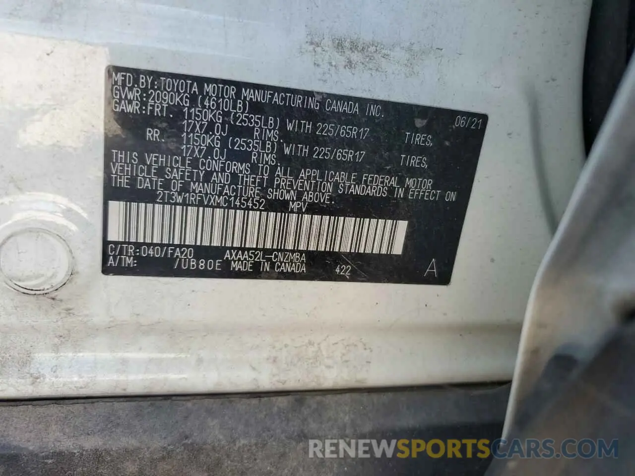 13 Photograph of a damaged car 2T3W1RFVXMC145452 TOYOTA RAV4 2021