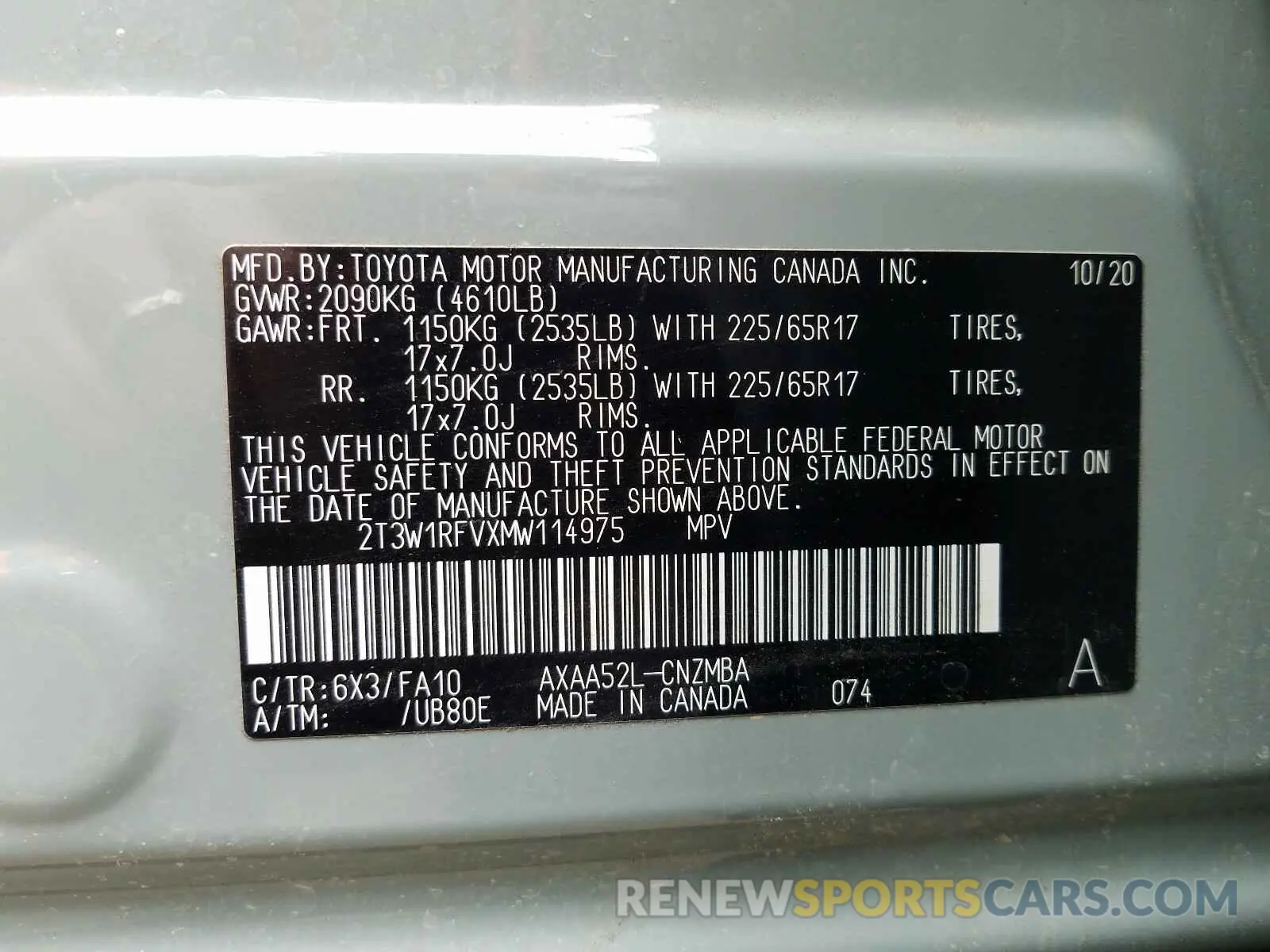 10 Photograph of a damaged car 2T3W1RFVXMW114975 TOYOTA RAV4 2021