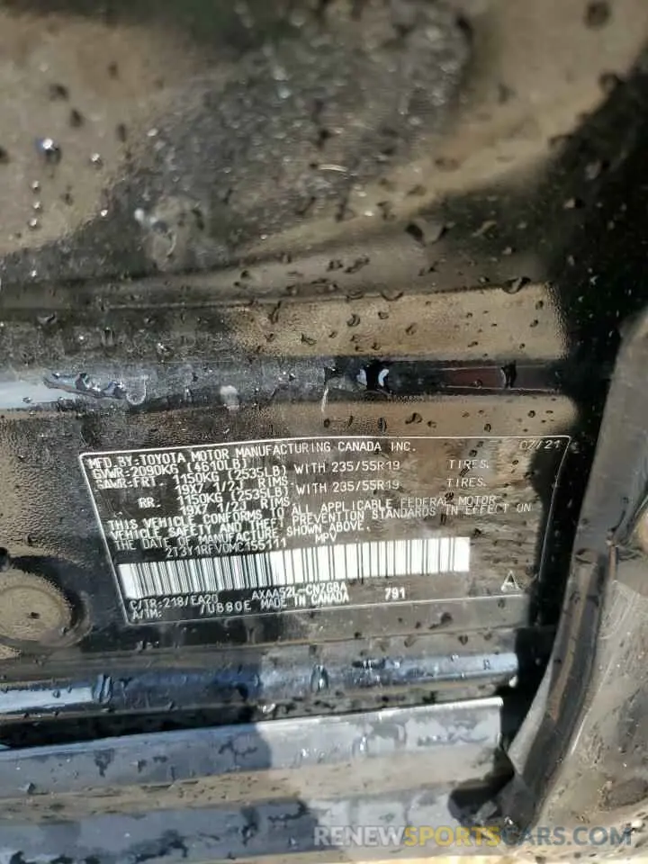 13 Photograph of a damaged car 2T3Y1RFV0MC155111 TOYOTA RAV4 2021