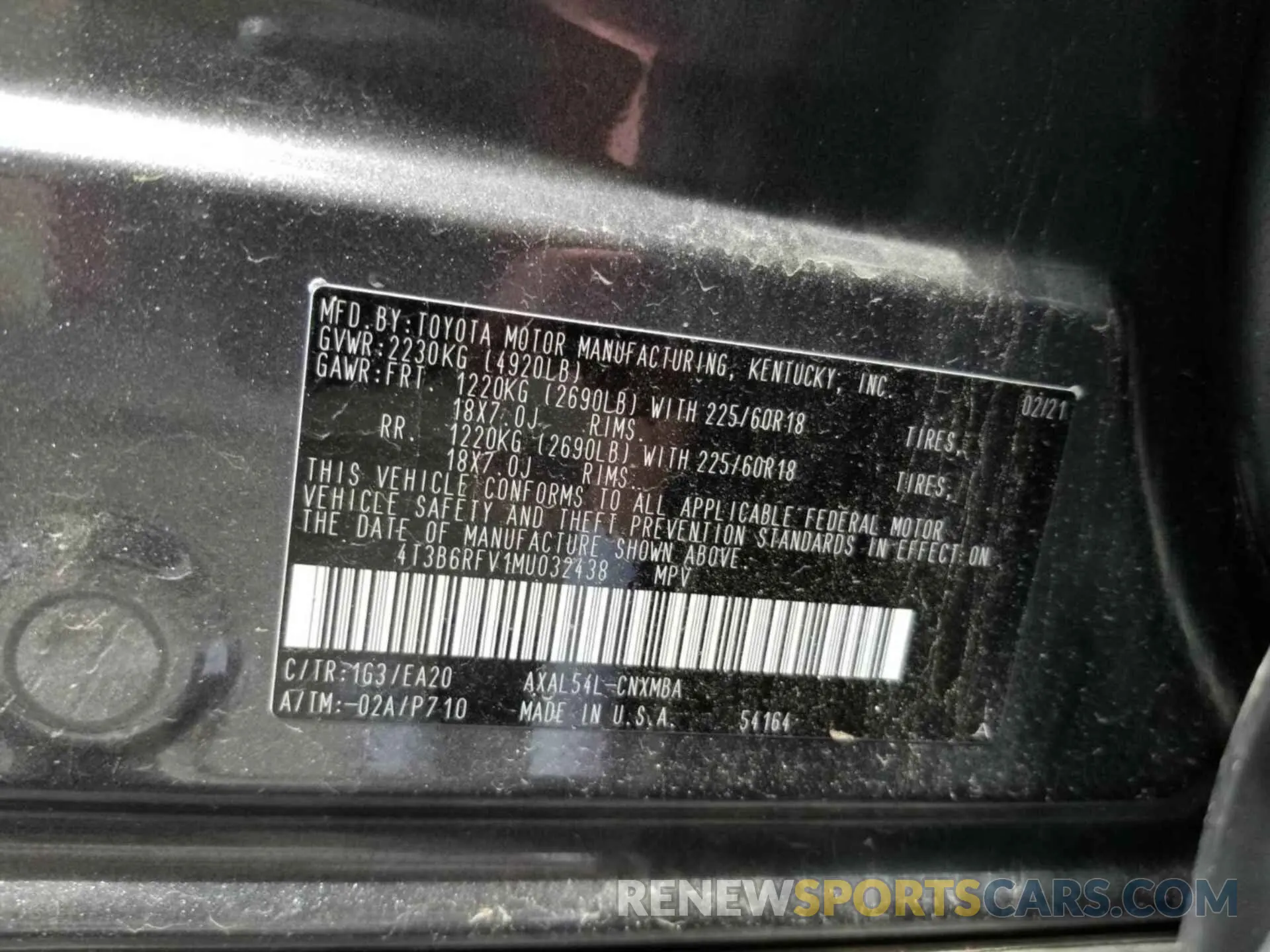 7 Photograph of a damaged car 4T3B6RFV1MU032438 TOYOTA RAV4 2021