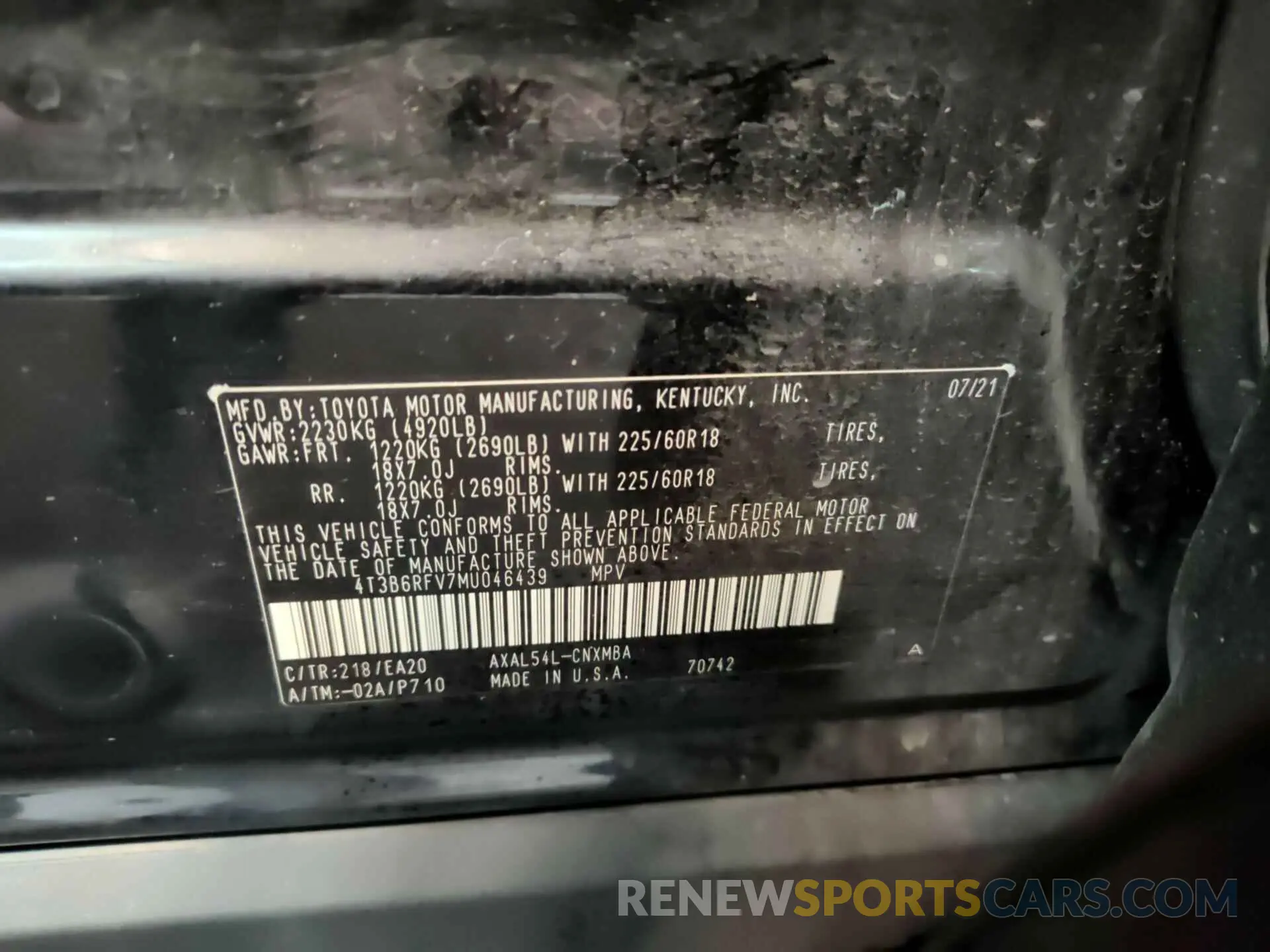 23 Фотография поврежденного автомобиля 4T3B6RFV7MU046439 TOYOTA RAV4 2021