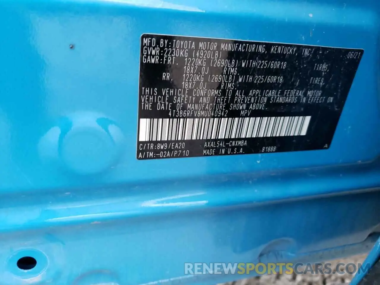 14 Фотография поврежденного автомобиля 4T3B6RFV8MU040942 TOYOTA RAV4 2021