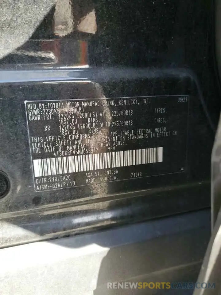 14 Photograph of a damaged car 4T3D6RFV5MU055942 TOYOTA RAV4 2021