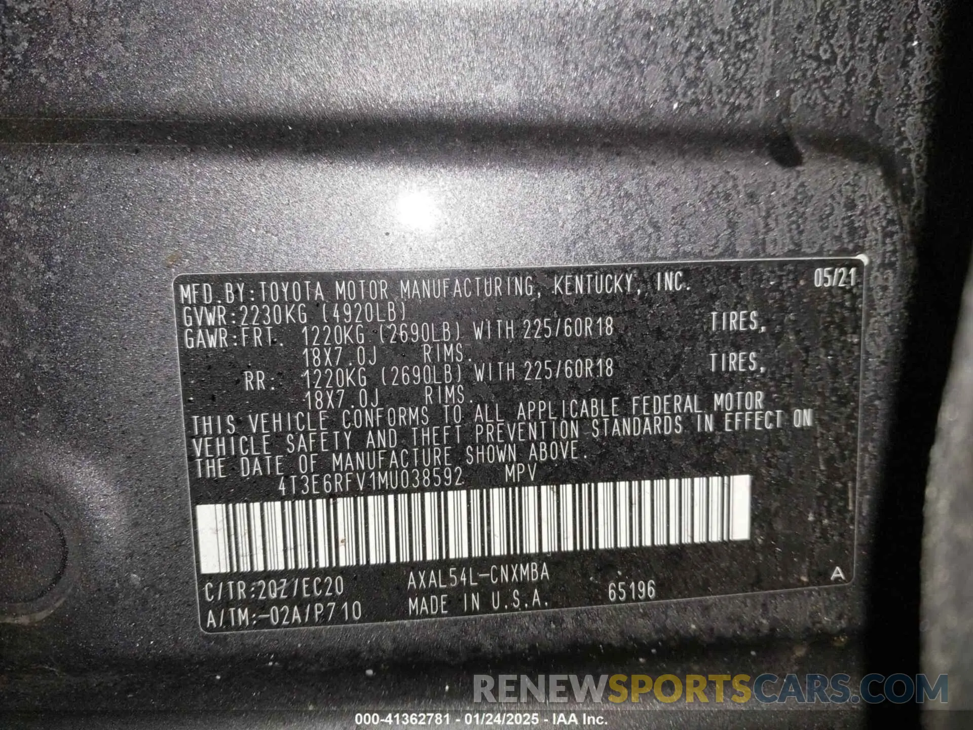9 Photograph of a damaged car 4T3E6RFV1MU038592 TOYOTA RAV4 2021