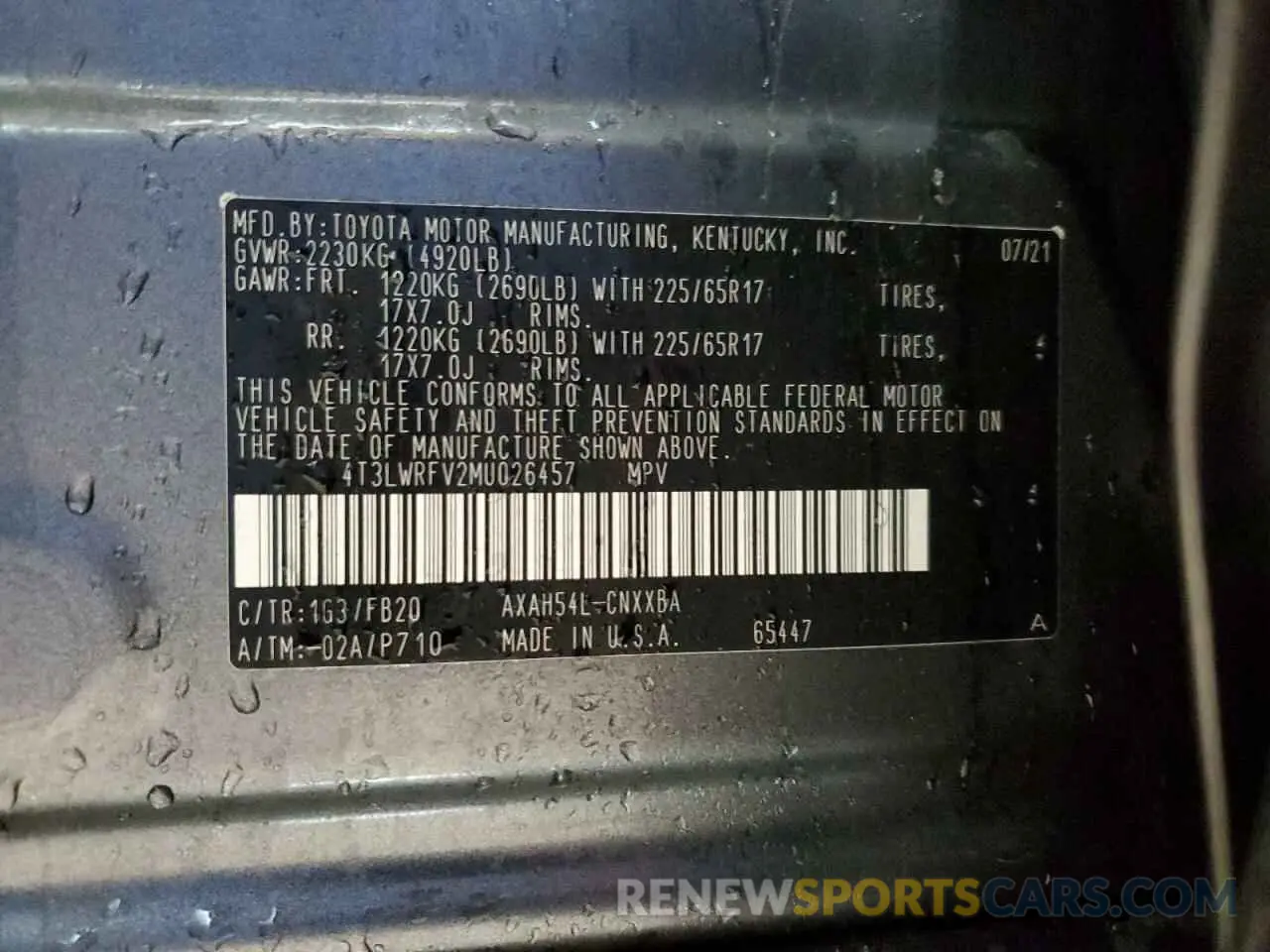 13 Фотография поврежденного автомобиля 4T3LWRFV2MU026457 TOYOTA RAV4 2021