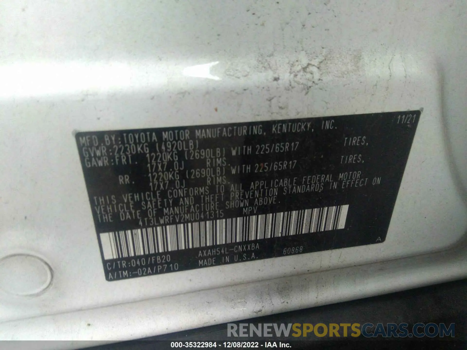 9 Photograph of a damaged car 4T3LWRFV2MU041315 TOYOTA RAV4 2021
