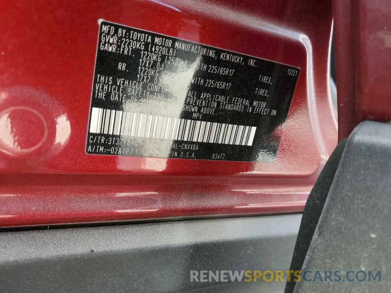 13 Photograph of a damaged car 4T3LWRFV8MU048107 TOYOTA RAV4 2021