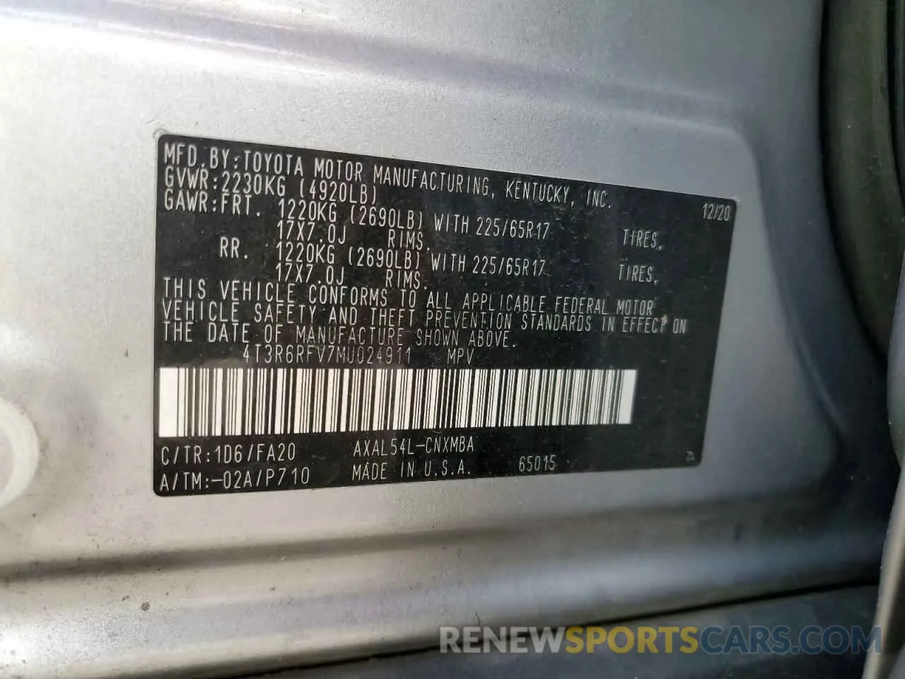 13 Фотография поврежденного автомобиля 4T3R6RFV7MU024911 TOYOTA RAV4 2021