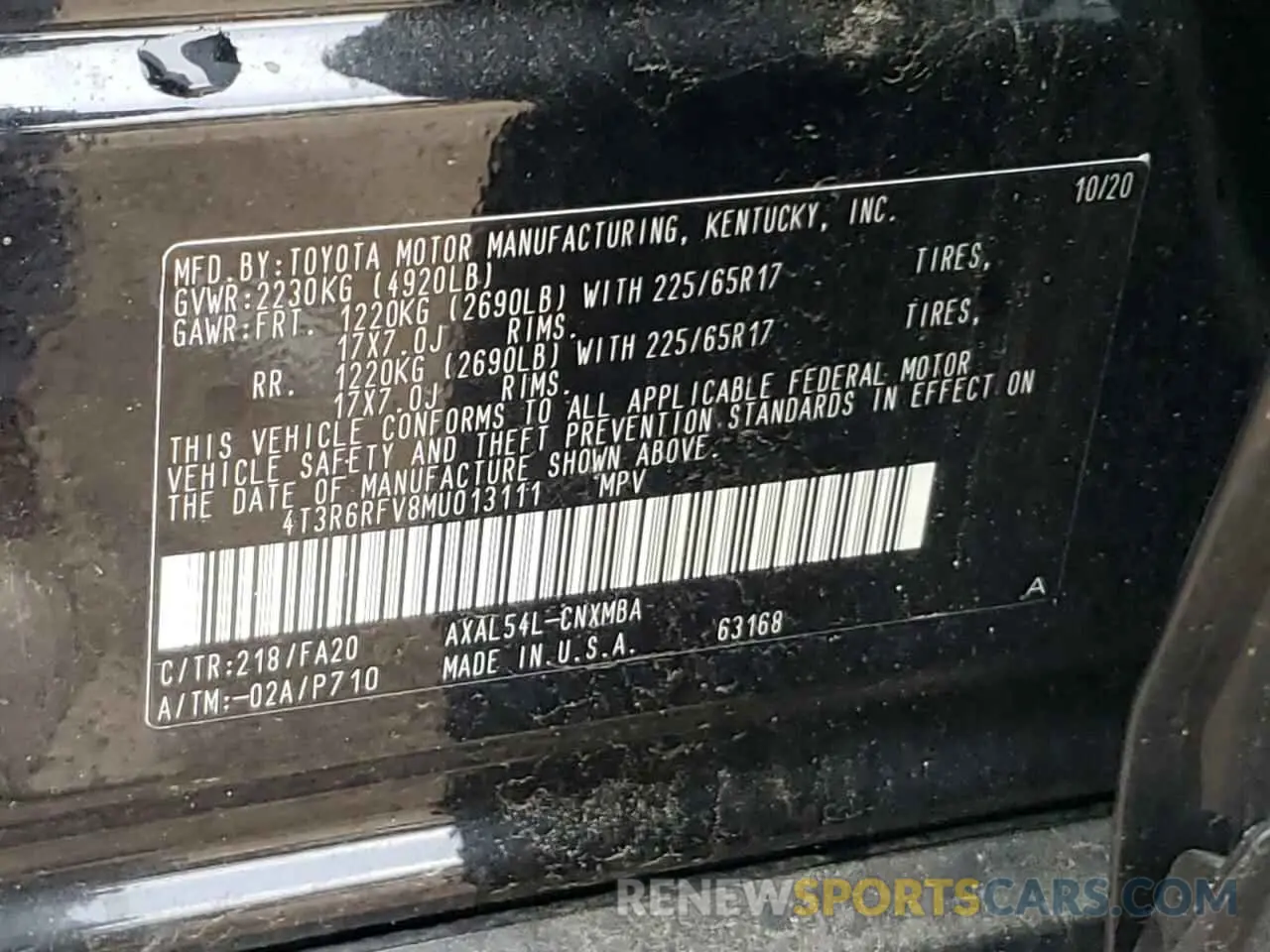 10 Фотография поврежденного автомобиля 4T3R6RFV8MU013111 TOYOTA RAV4 2021