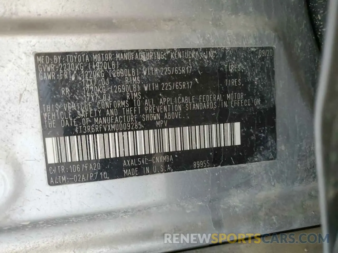 13 Photograph of a damaged car 4T3R6RFVXMU009285 TOYOTA RAV4 2021