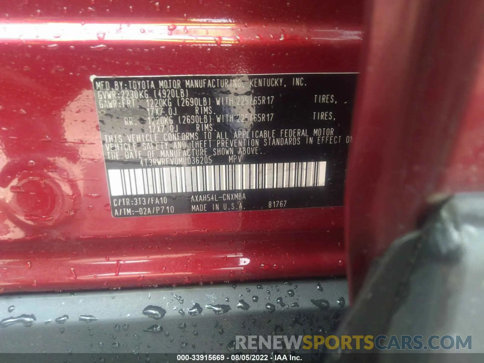 9 Photograph of a damaged car 4T3RWRFV0MU036205 TOYOTA RAV4 2021