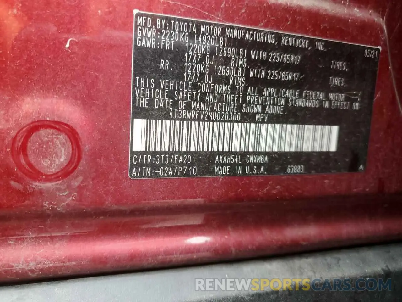 12 Photograph of a damaged car 4T3RWRFV2MU020300 TOYOTA RAV4 2021