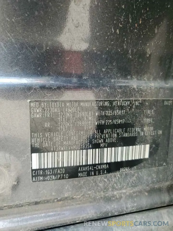 13 Фотография поврежденного автомобиля 4T3RWRFV4MU018354 TOYOTA RAV4 2021