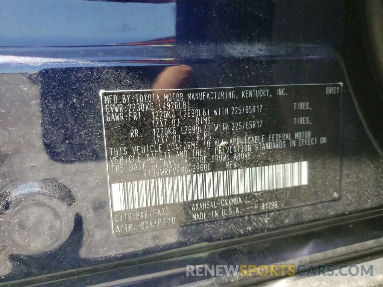 10 Photograph of a damaged car 4T3RWRFV4MU029600 TOYOTA RAV4 2021