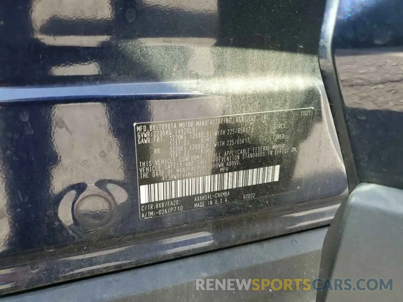 13 Фотография поврежденного автомобиля 4T3RWRFV4MU043125 TOYOTA RAV4 2021