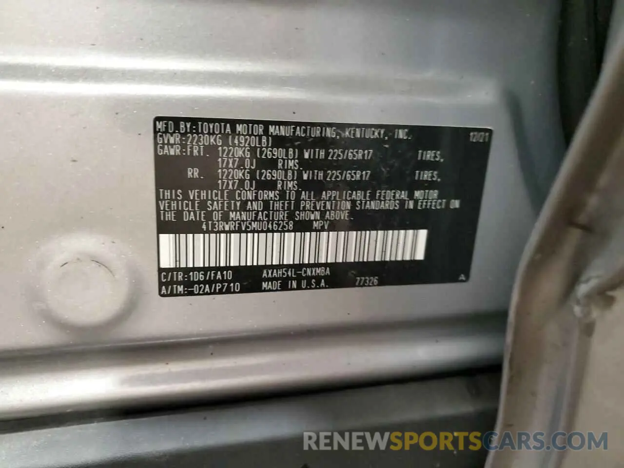 13 Фотография поврежденного автомобиля 4T3RWRFV5MU046258 TOYOTA RAV4 2021