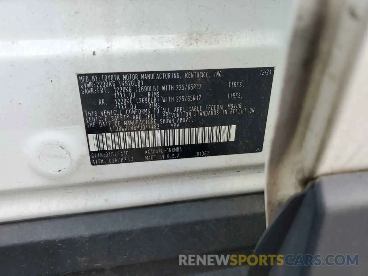 13 Photograph of a damaged car 4T3RWRFV6MU047483 TOYOTA RAV4 2021