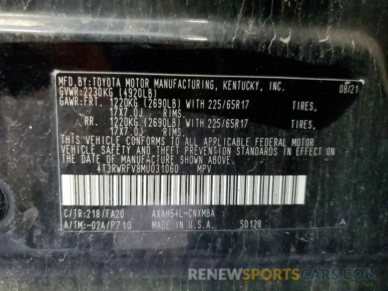 13 Фотография поврежденного автомобиля 4T3RWRFV8MU031060 TOYOTA RAV4 2021