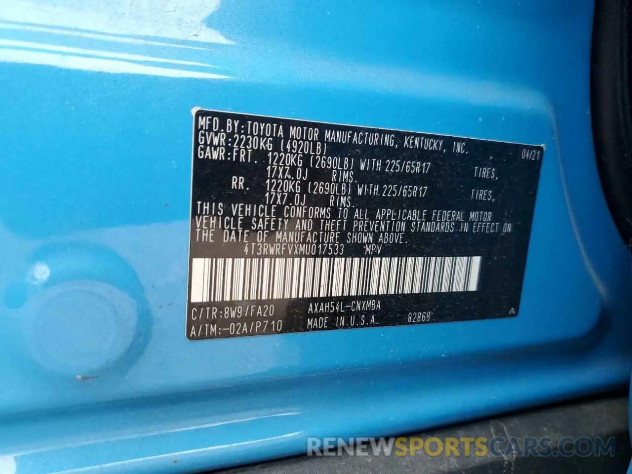 13 Фотография поврежденного автомобиля 4T3RWRFVXMU017533 TOYOTA RAV4 2021