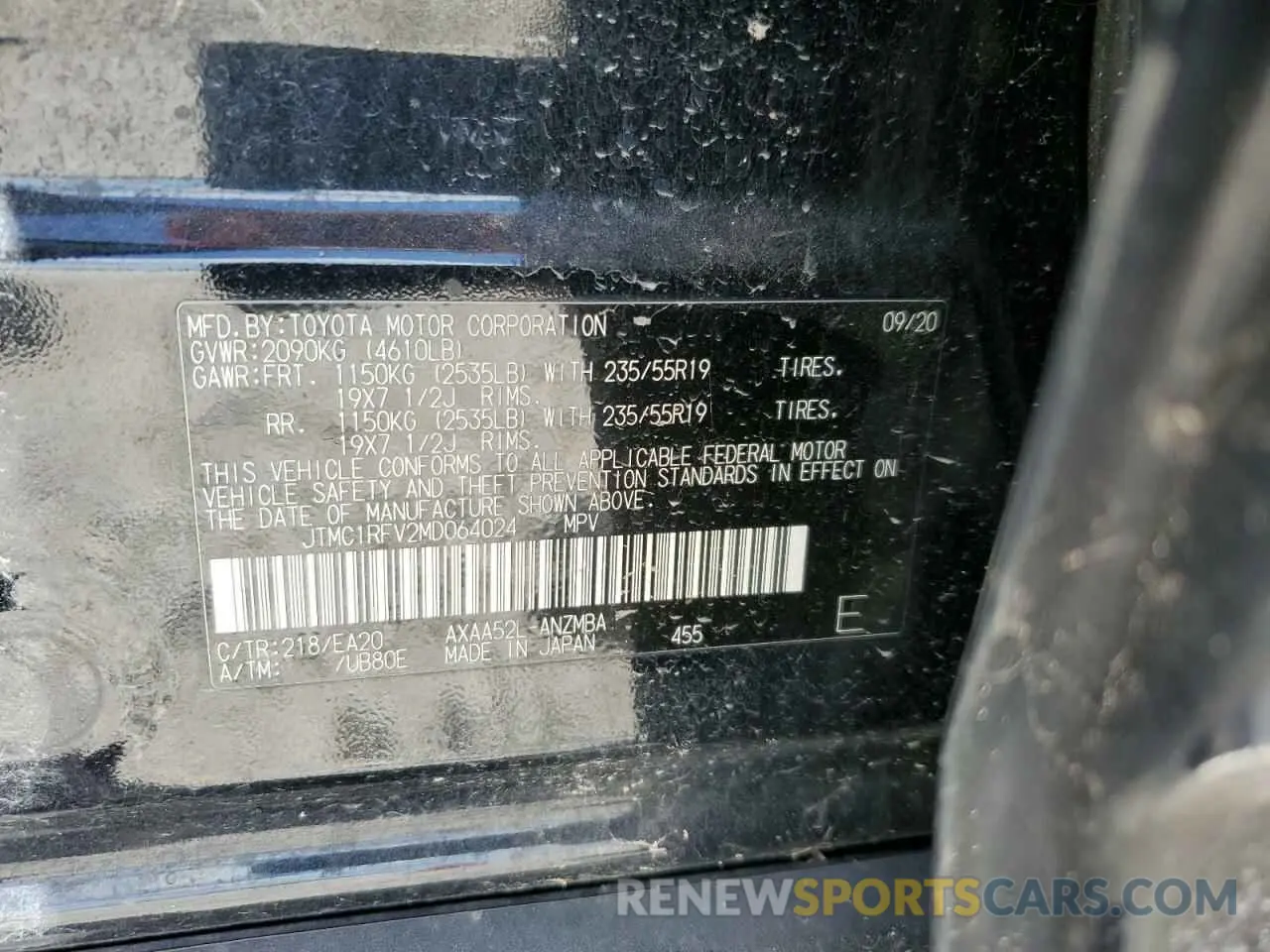 13 Фотография поврежденного автомобиля JTMC1RFV2MD064024 TOYOTA RAV4 2021