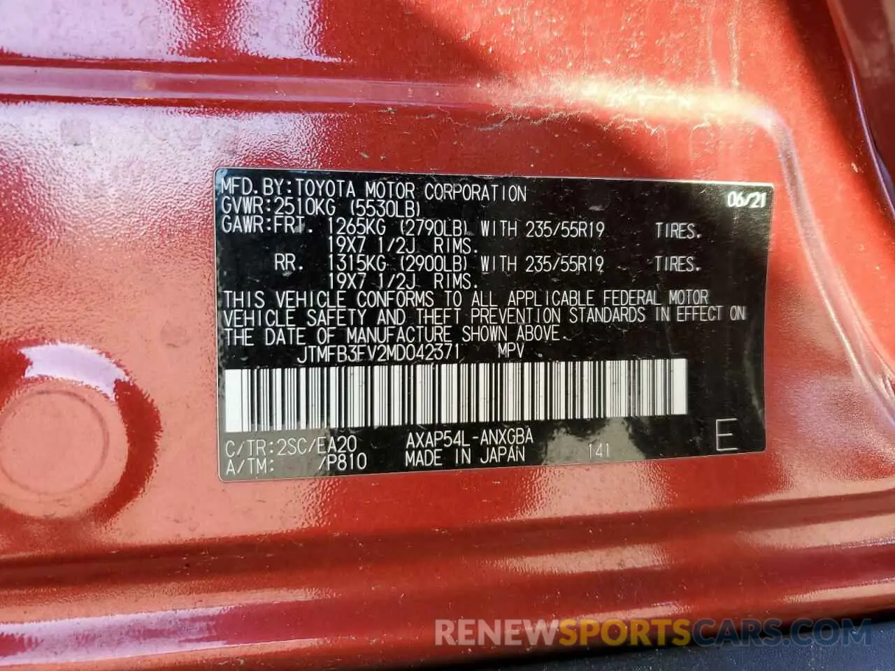 15 Фотография поврежденного автомобиля JTMFB3FV2MD042371 TOYOTA RAV4 2021