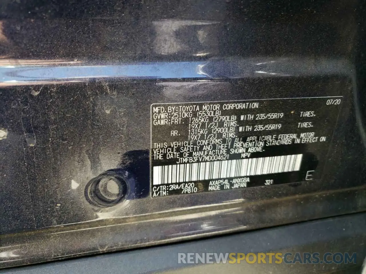 13 Photograph of a damaged car JTMFB3FV7MD004621 TOYOTA RAV4 2021