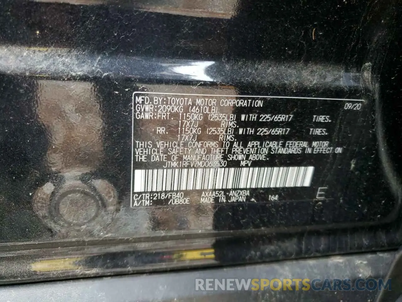 13 Photograph of a damaged car JTMK1RFV7MD063530 TOYOTA RAV4 2021