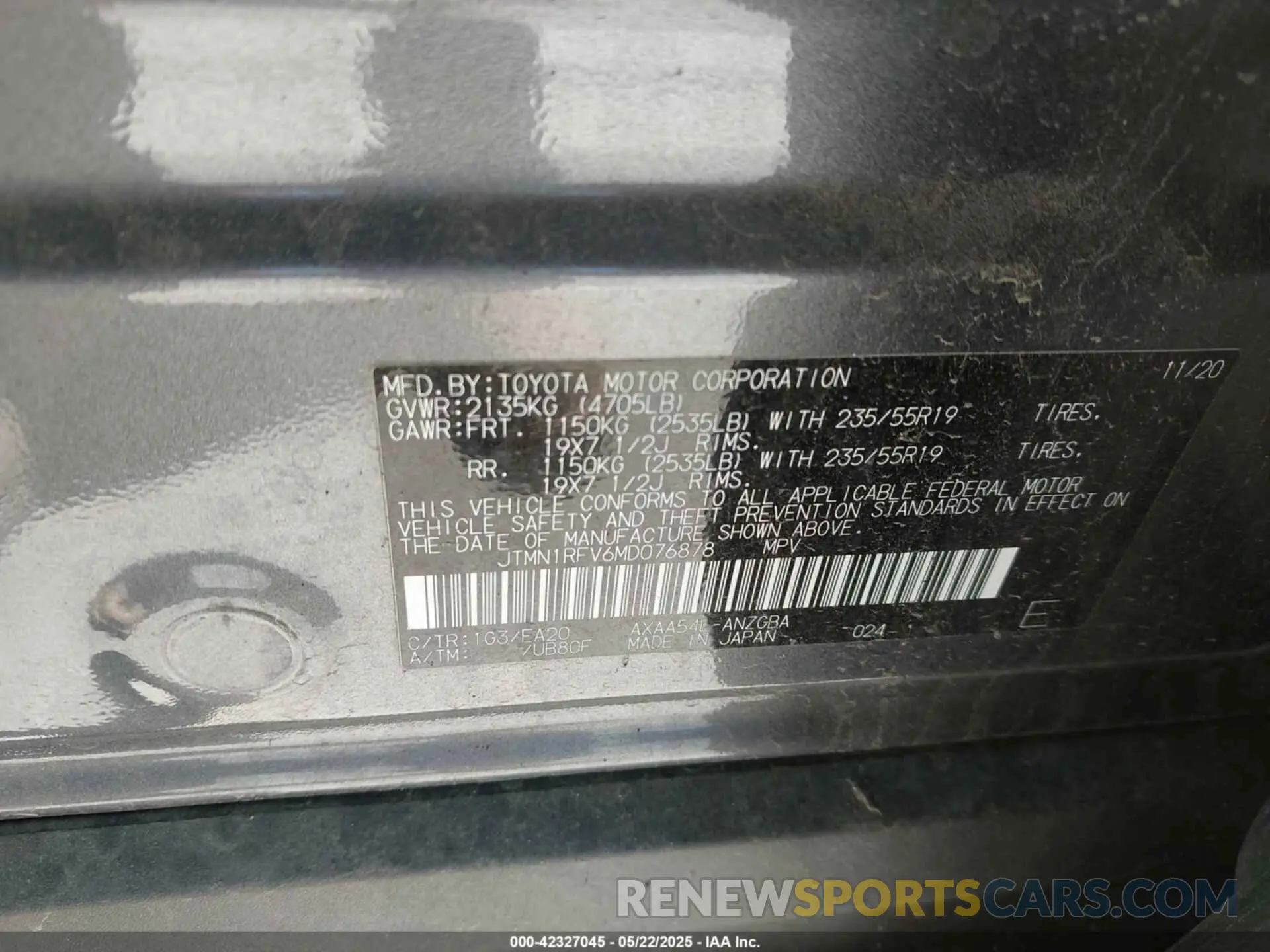 8 Photograph of a damaged car JTMN1RFV6MD076878 TOYOTA RAV4 2021