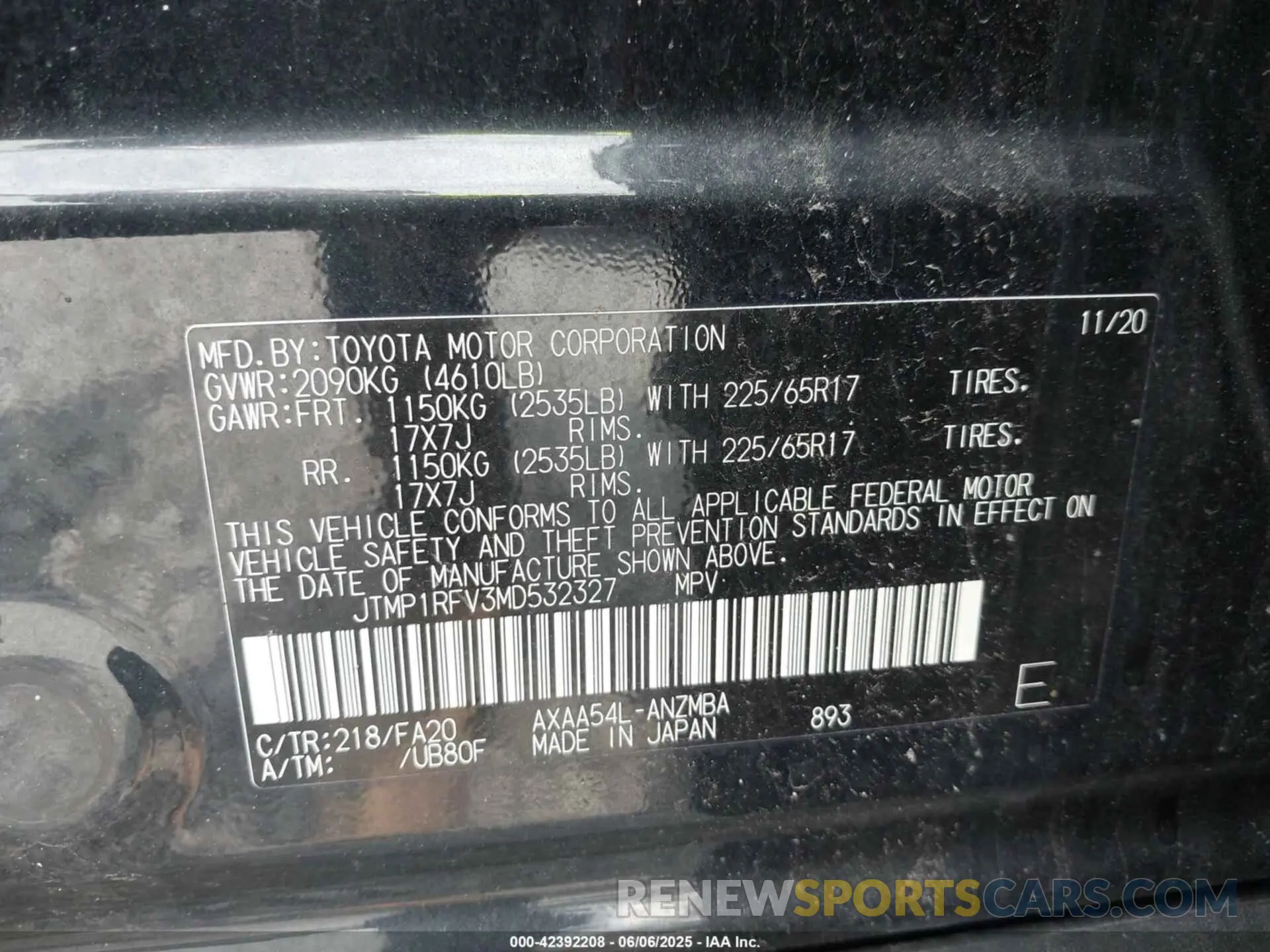 9 Photograph of a damaged car JTMP1RFV3MD532327 TOYOTA RAV4 2021