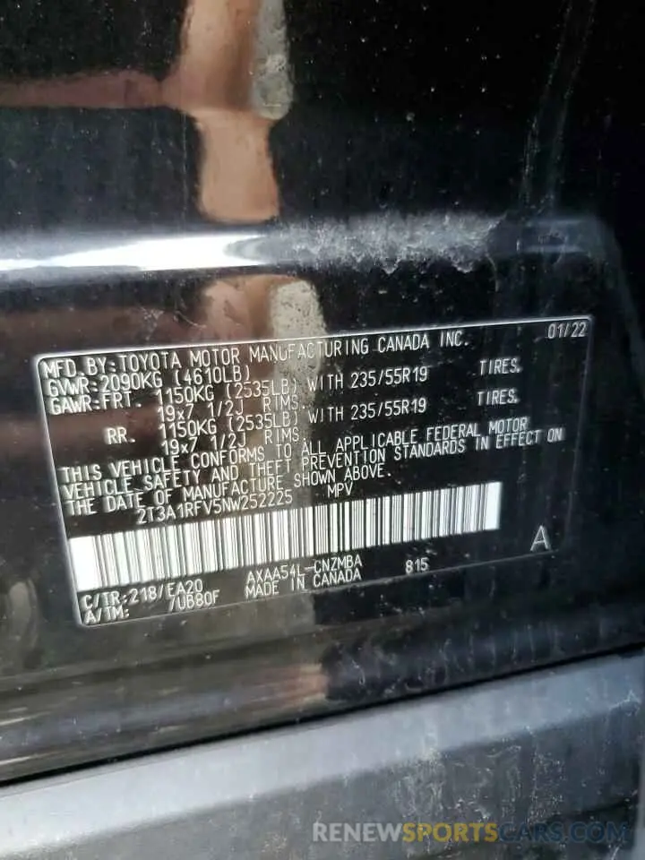 13 Фотография поврежденного автомобиля 2T3A1RFV5NW252225 TOYOTA RAV4 2022
