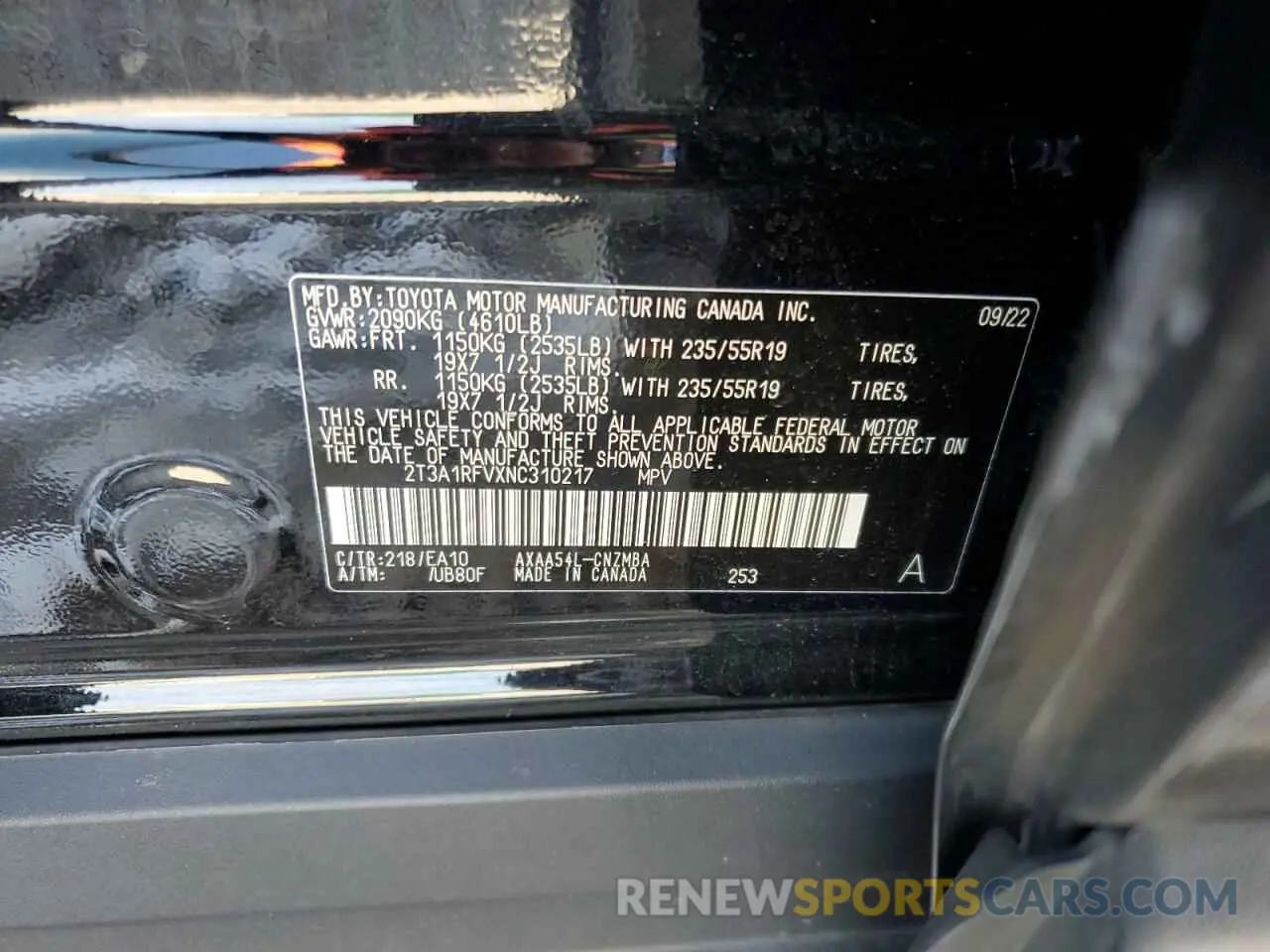 15 Photograph of a damaged car 2T3A1RFVXNC310217 TOYOTA RAV4 2022