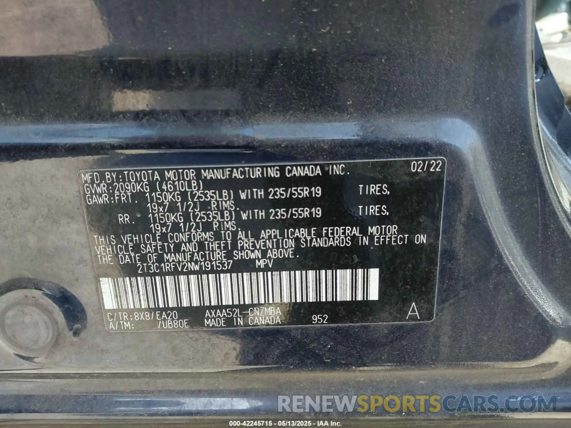 9 Photograph of a damaged car 2T3C1RFV2NW191537 TOYOTA RAV4 2022