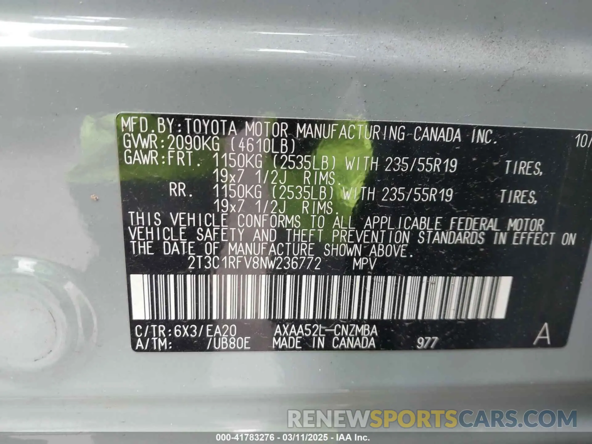 9 Фотография поврежденного автомобиля 2T3C1RFV8NW236772 TOYOTA RAV4 2022