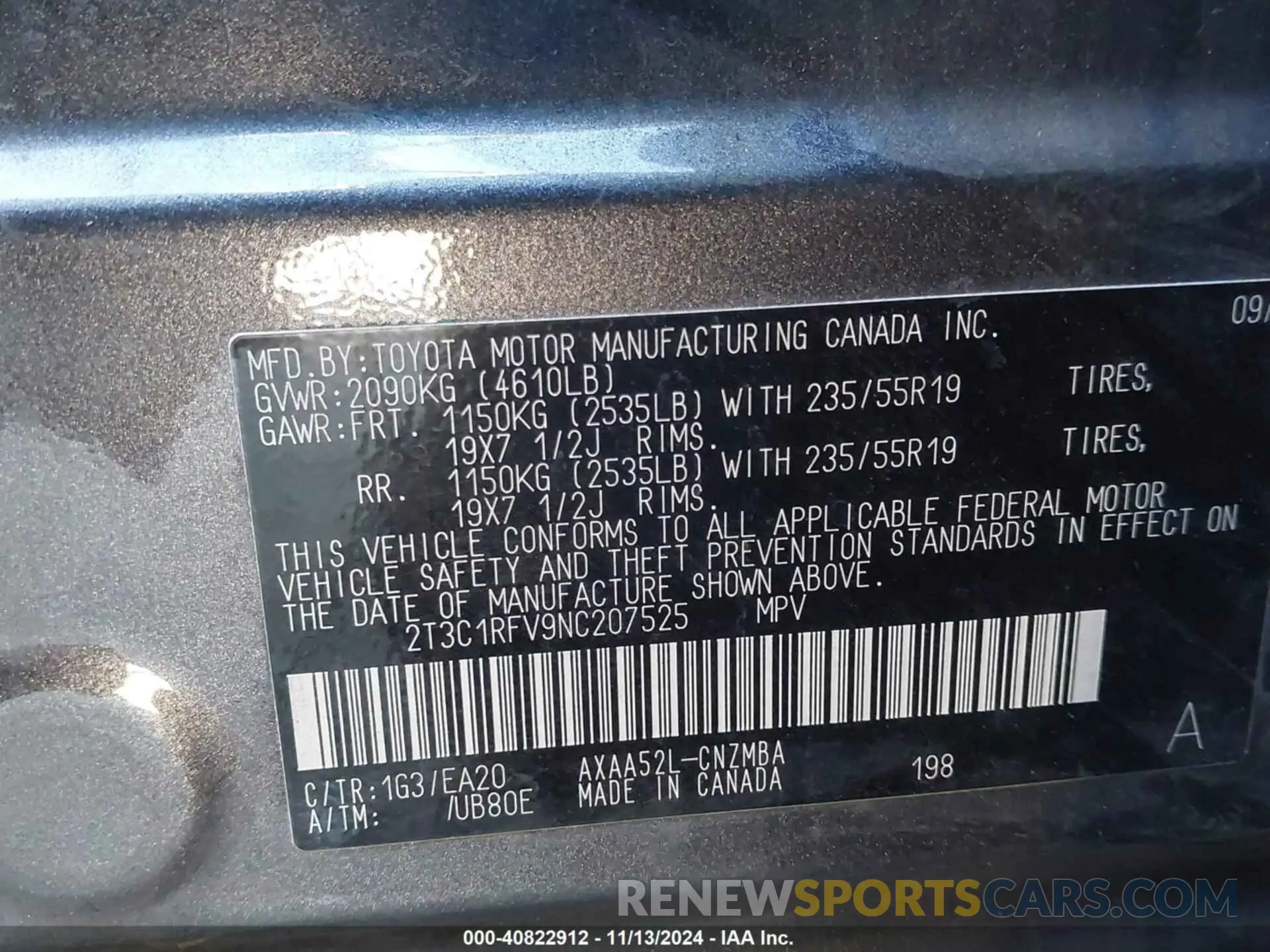 9 Photograph of a damaged car 2T3C1RFV9NC207525 TOYOTA RAV4 2022