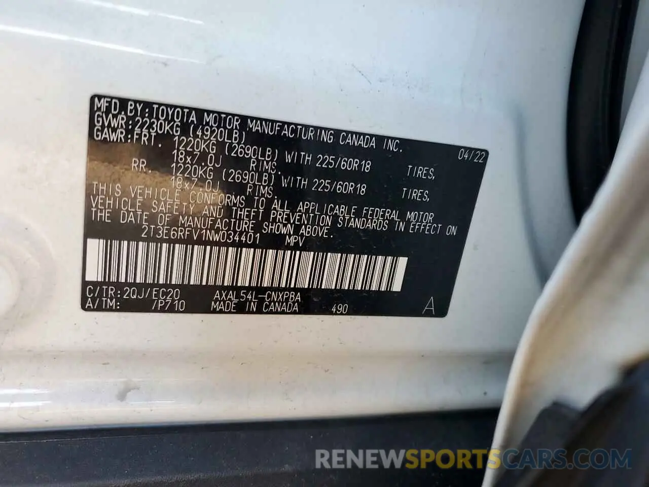 14 Фотография поврежденного автомобиля 2T3E6RFV1NW034401 TOYOTA RAV4 2022