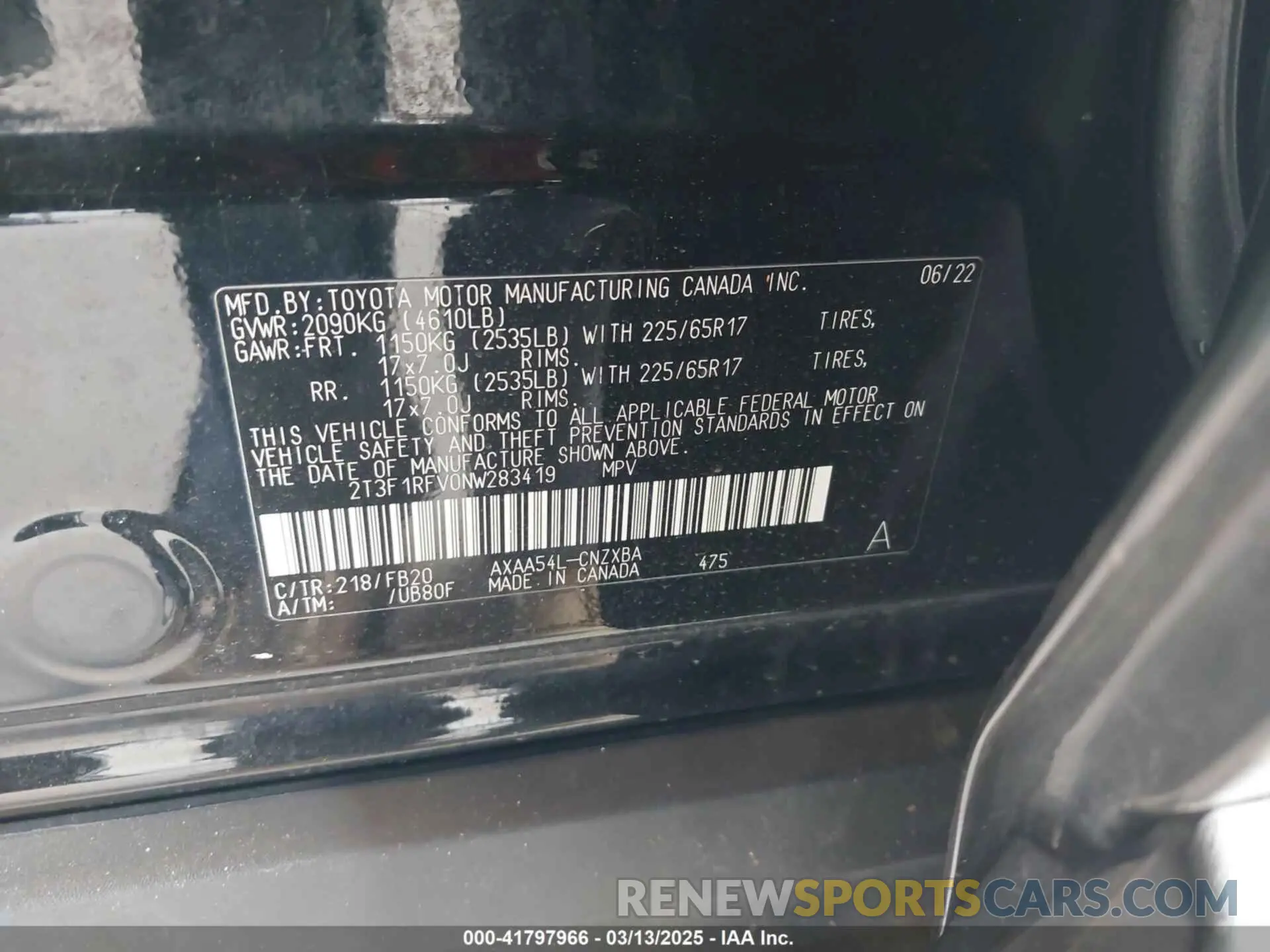 9 Photograph of a damaged car 2T3F1RFV0NW283419 TOYOTA RAV4 2022
