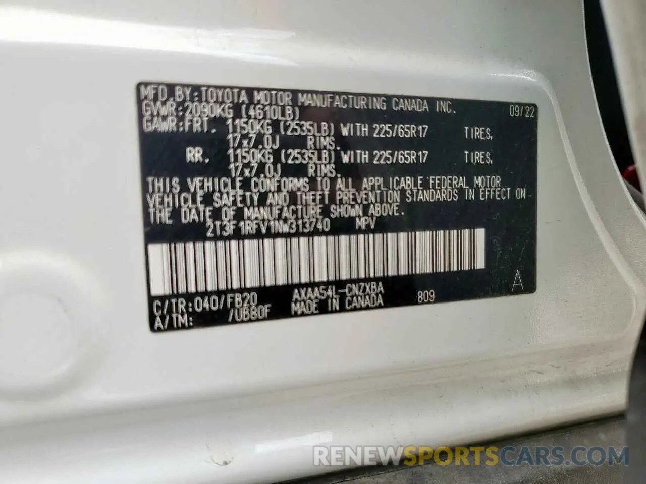 15 Фотография поврежденного автомобиля 2T3F1RFV1NW313740 TOYOTA RAV4 2022