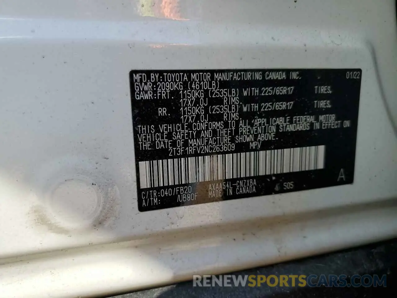 13 Photograph of a damaged car 2T3F1RFV2NC263609 TOYOTA RAV4 2022