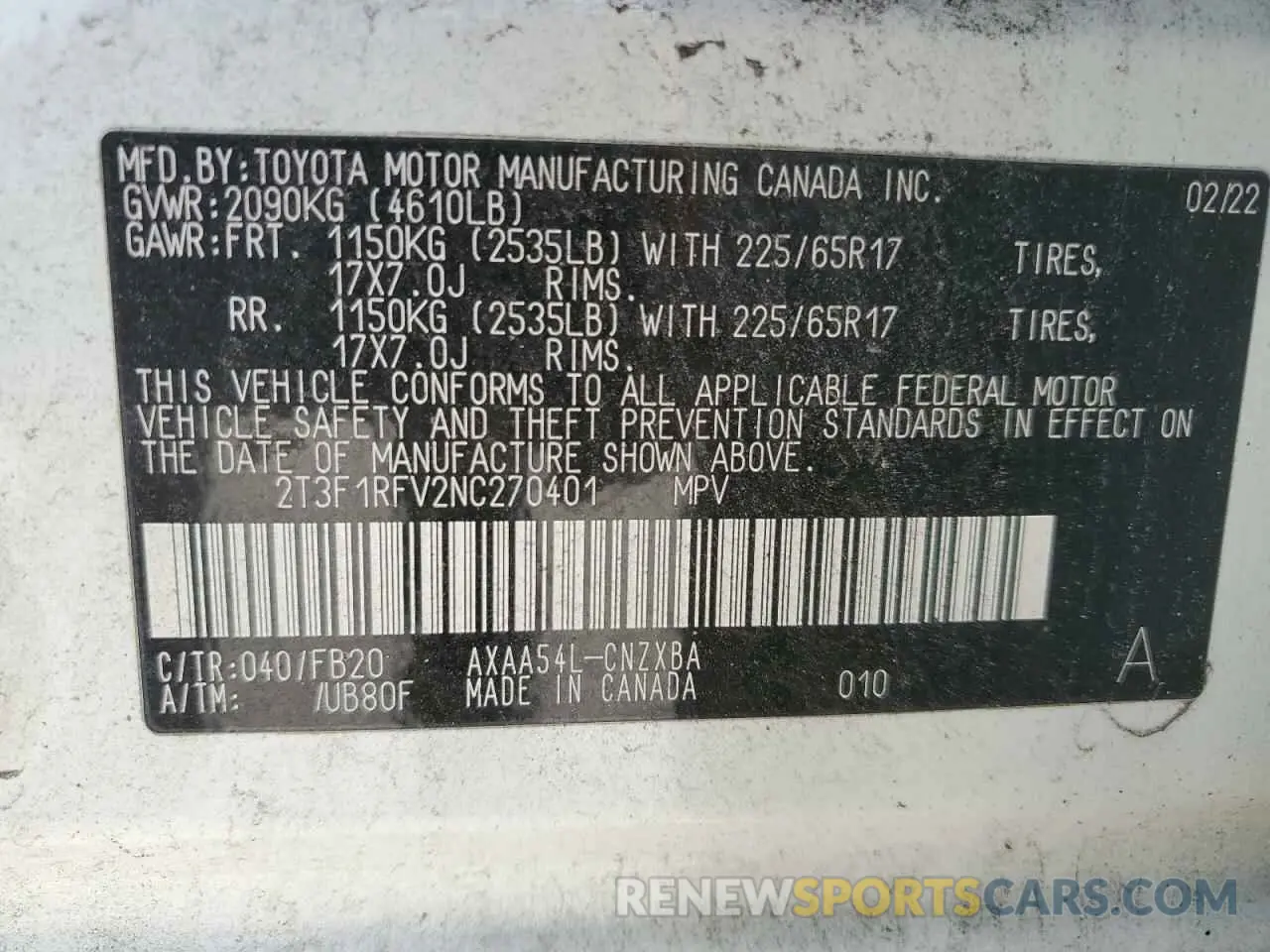 13 Photograph of a damaged car 2T3F1RFV2NC270401 TOYOTA RAV4 2022