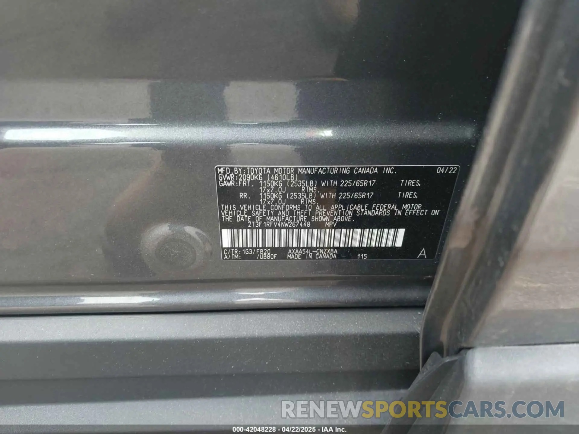 9 Фотография поврежденного автомобиля 2T3F1RFV4NW267448 TOYOTA RAV4 2022