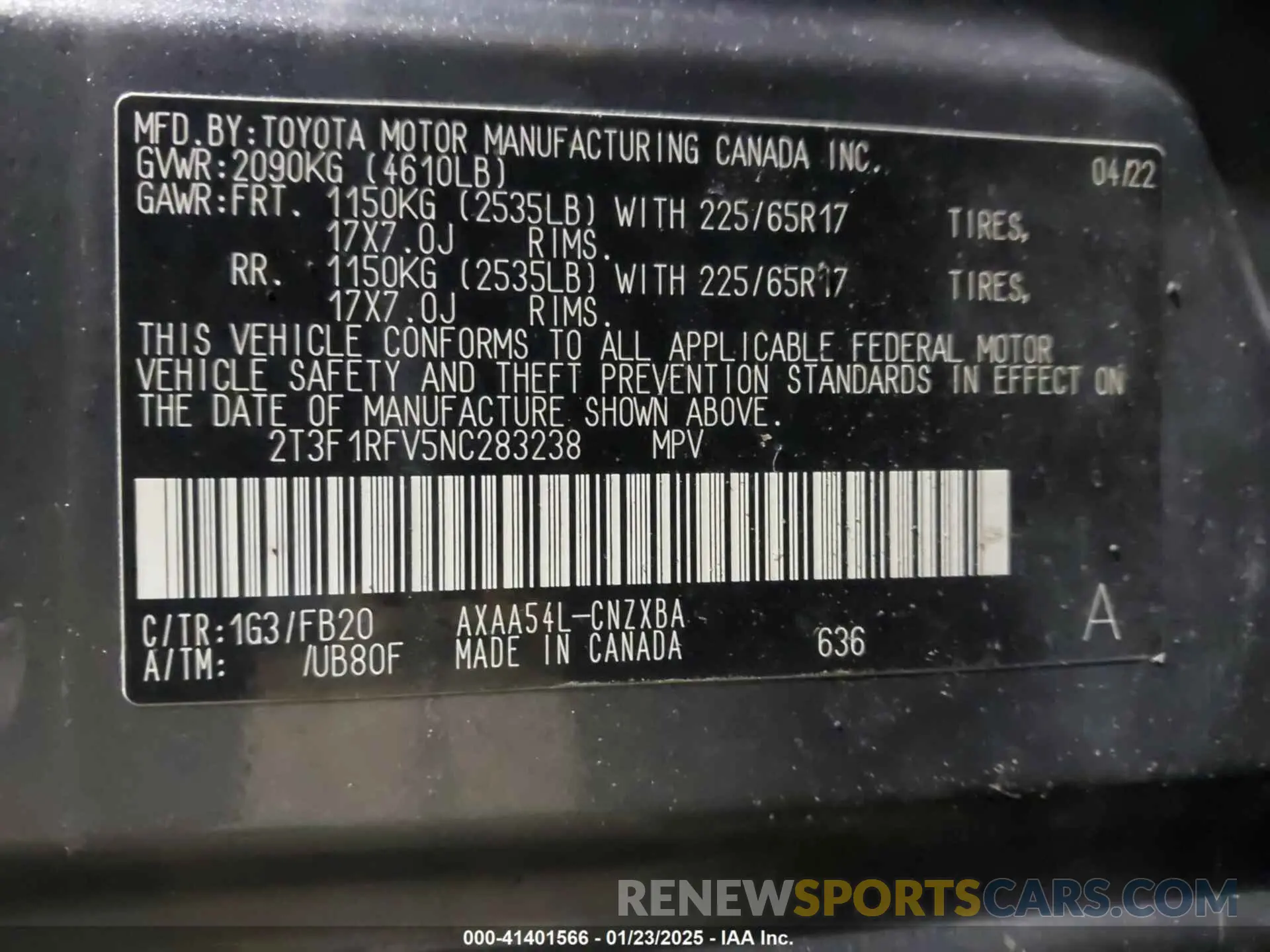 9 Фотография поврежденного автомобиля 2T3F1RFV5NC283238 TOYOTA RAV4 2022