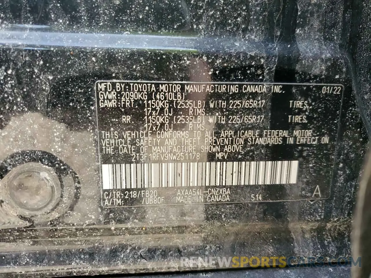 14 Photograph of a damaged car 2T3F1RFV9NW251178 TOYOTA RAV4 2022