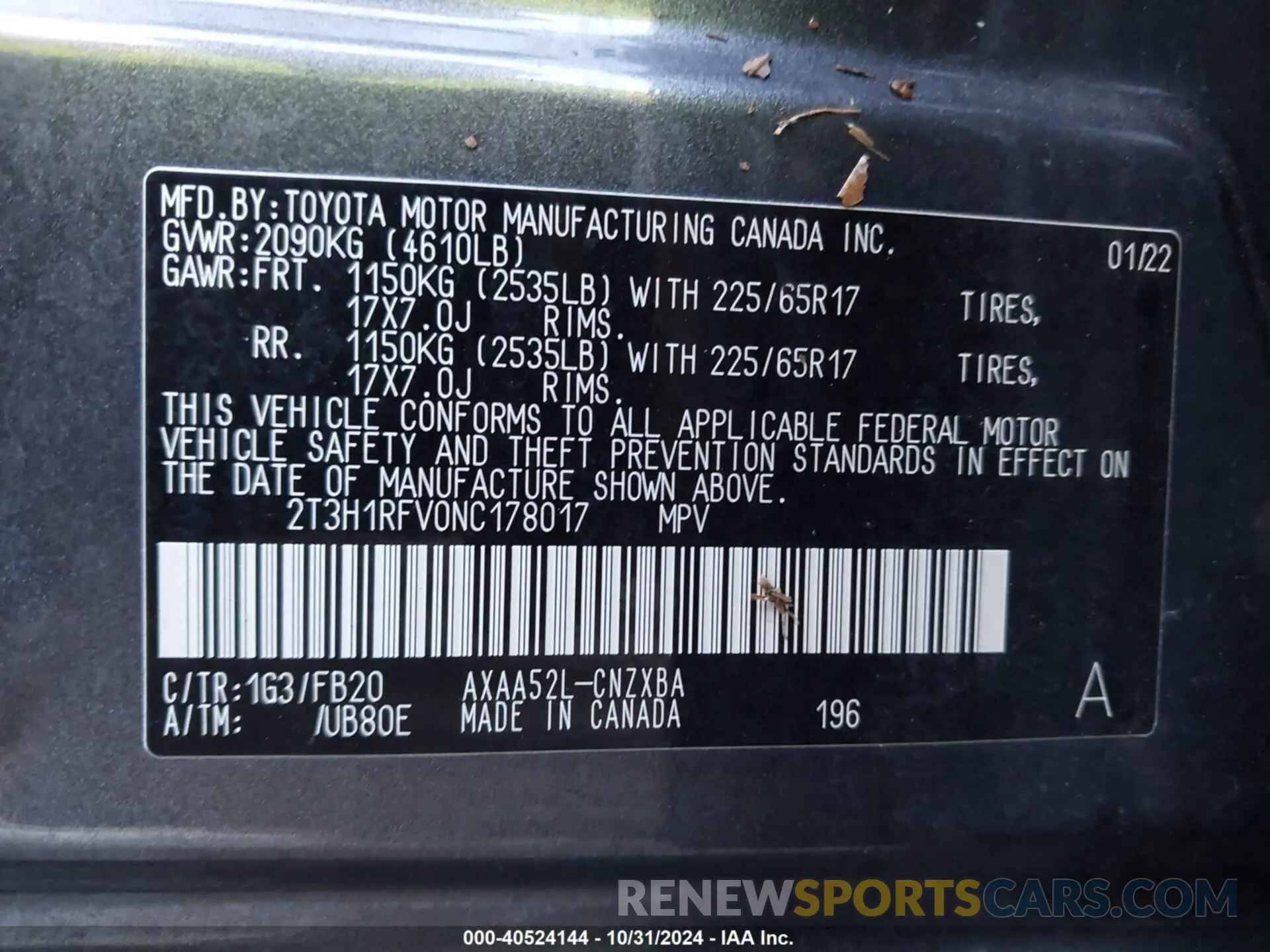 9 Photograph of a damaged car 2T3H1RFV0NC178017 TOYOTA RAV4 2022